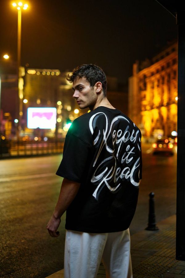 Gerçek Kal Baskılı T - Shirt